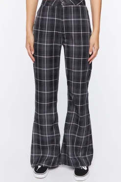 Grid Plaid Flare Pants