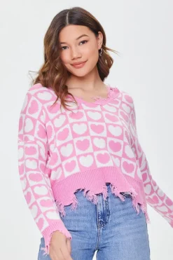 Heart Checkered Sharkbite Sweater