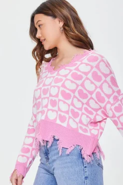 Heart Checkered Sharkbite Sweater