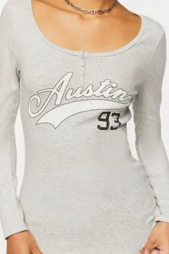 Heathered Austin Graphic Henley Tee