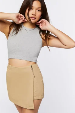 High-Rise Chambray Skort
