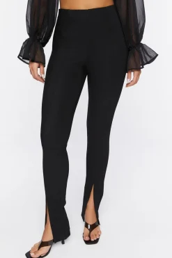 High-Rise Split Slim-Fit Pants
