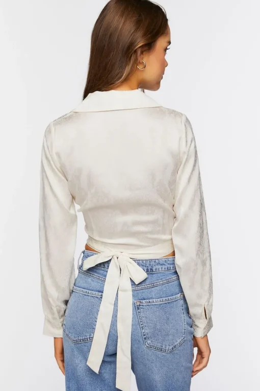 Jacquard Wrap Crop Top