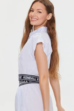 Kendall + Kylie Pinstriped Poplin Shirt