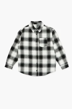 Kids Plaid Curved-Hem Shirt (Girls + Boys)