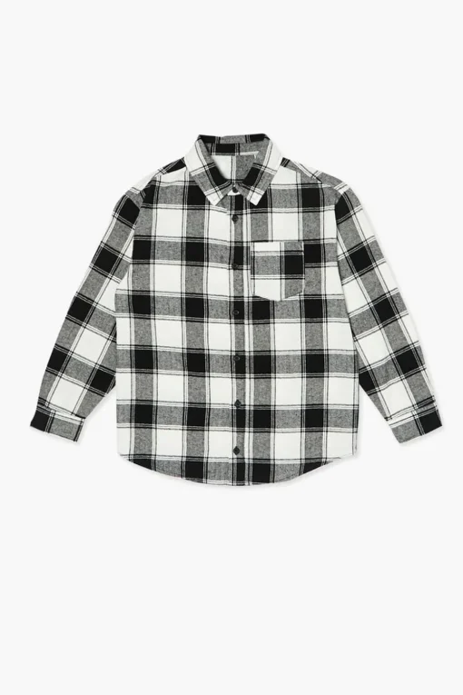 Kids Plaid Curved-Hem Shirt (Girls + Boys)
