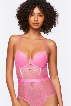 Lace Clip Dot Lingerie Bodysuit
