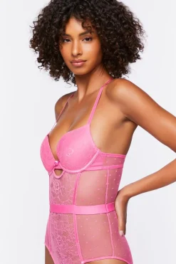 Lace Clip Dot Lingerie Bodysuit