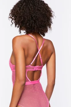 Lace Clip Dot Lingerie Bodysuit
