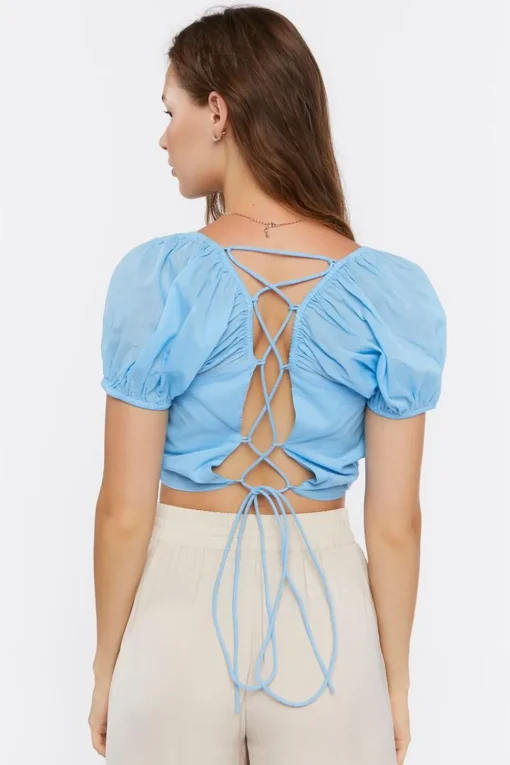 Lace-Back Crop Top