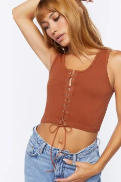Lace-Up Cropped Tank Top