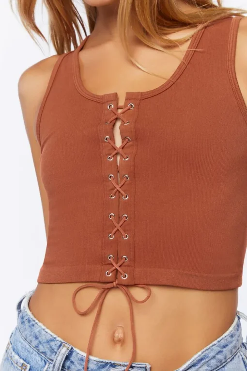 Lace-Up Cropped Tank Top