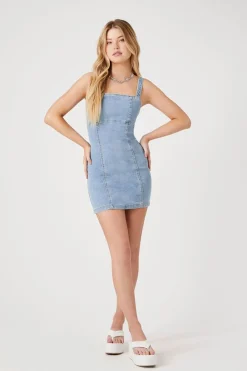 Lace-Up Denim Mini Dress