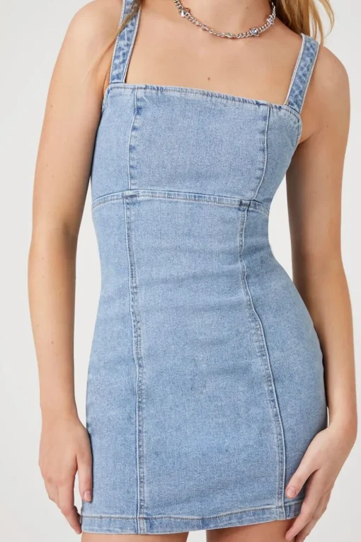 Lace-Up Denim Mini Dress