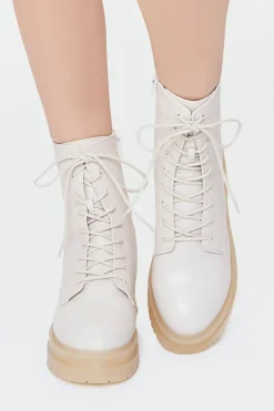Lace-Up Faux Leather Booties