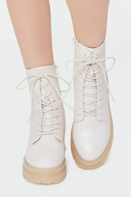 Lace-Up Faux Leather Booties