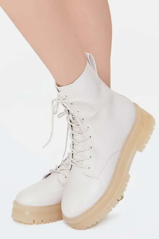 Lace-Up Faux Leather Booties