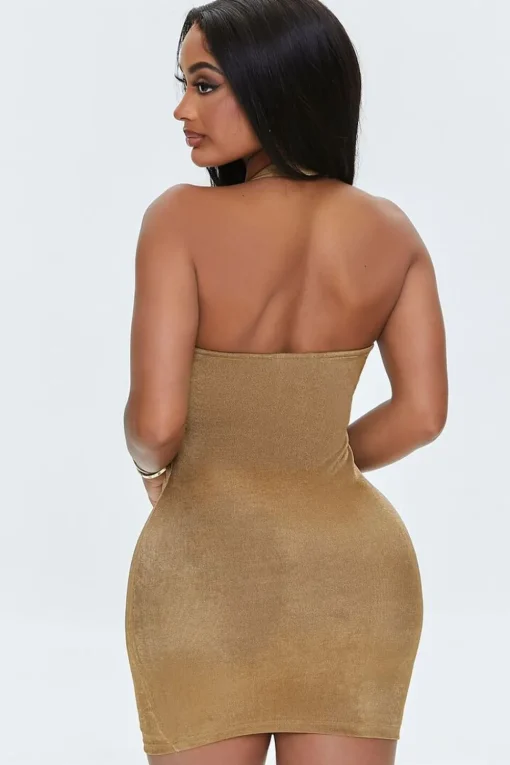 Lace-Up Halter Mini Dress