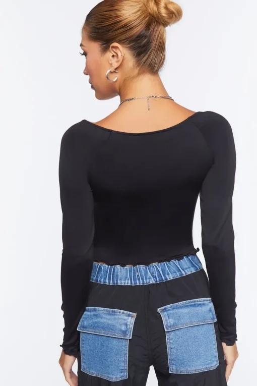 Lace-Up Sweater-Knit Crop Top