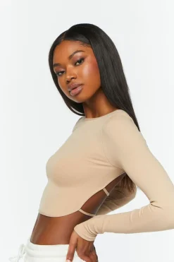 Ladder Cutout Long-Sleeve Crop Top