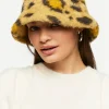 Leopard Print Faux Fur Bucket Hat
