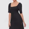 Linen-Blend Cutout M-Slit Dress