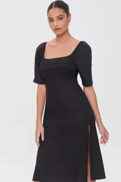 Linen-Blend Cutout M-Slit Dress