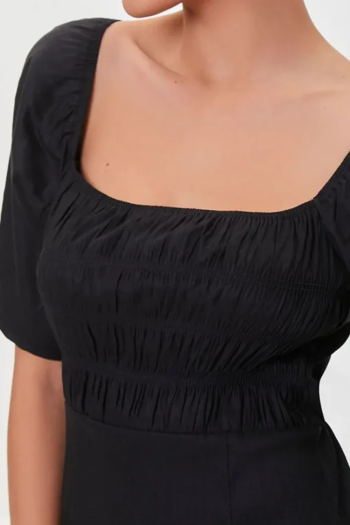 Linen-Blend Cutout M-Slit Dress