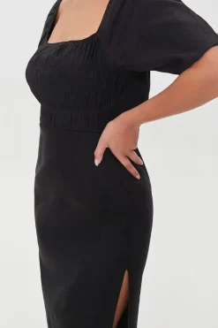 Linen-Blend Cutout M-Slit Dress