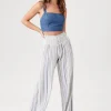 Linen-Blend Striped Pants