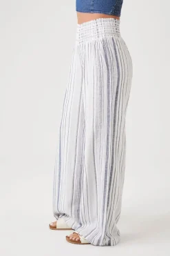 Linen-Blend Striped Pants