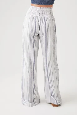Linen-Blend Striped Pants