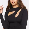 Long-Sleeve Cutout Crop Top
