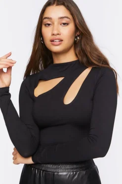 Long-Sleeve Cutout Crop Top