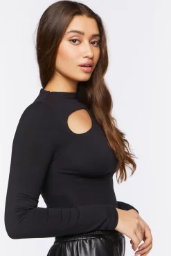 Long-Sleeve Cutout Crop Top