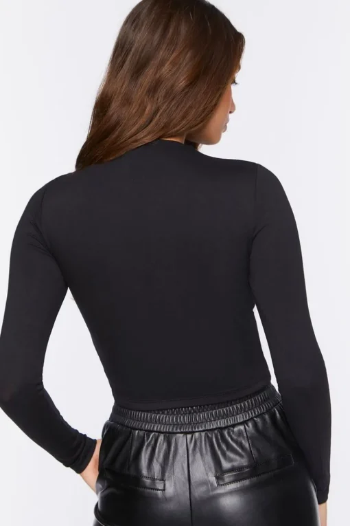 Long-Sleeve Cutout Crop Top