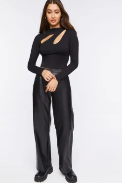 Long-Sleeve Cutout Crop Top