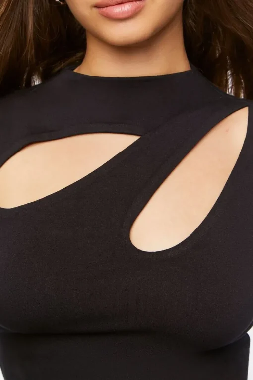 Long-Sleeve Cutout Crop Top