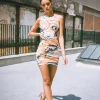Marble One-Shoulder Ruched Dress
