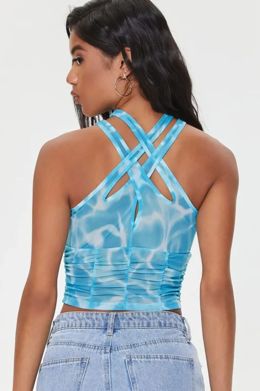Marble Print Crisscross Crop Top