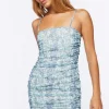 Mesh Abstract Print Mini Dress