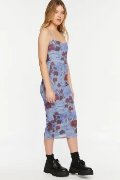 Mesh Butterfly Rose Print Cami Dress