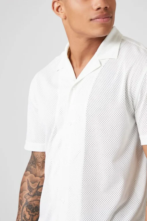 Mesh Cuban Collar Shirt