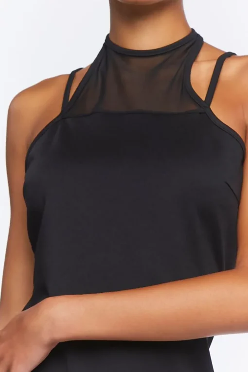Mesh Halter Cami Mini Dress