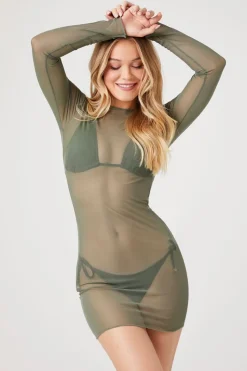 Mesh Swim Cover-Up Dress