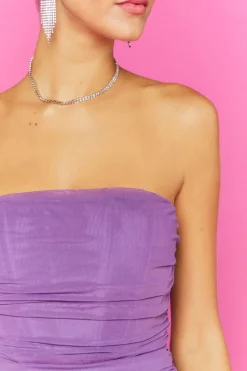 Mesh Tulip-Hem Tube Mini Dress