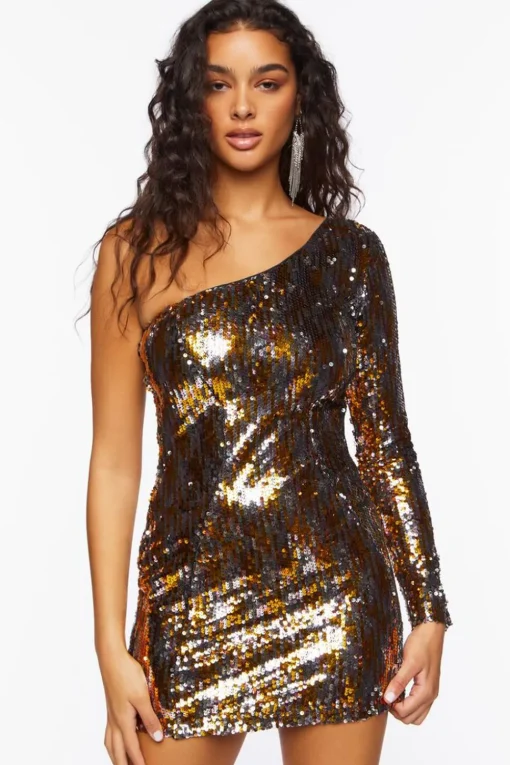 Metallic Sequin Mini Dress