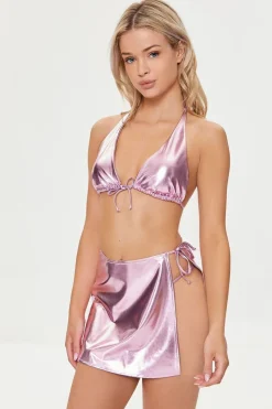 Metallic Swim Cover-Up Skirt
