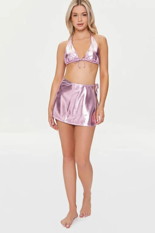Metallic Swim Cover-Up Skirt