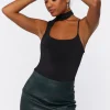 Mock Neck Cutout Cami Bodysuit